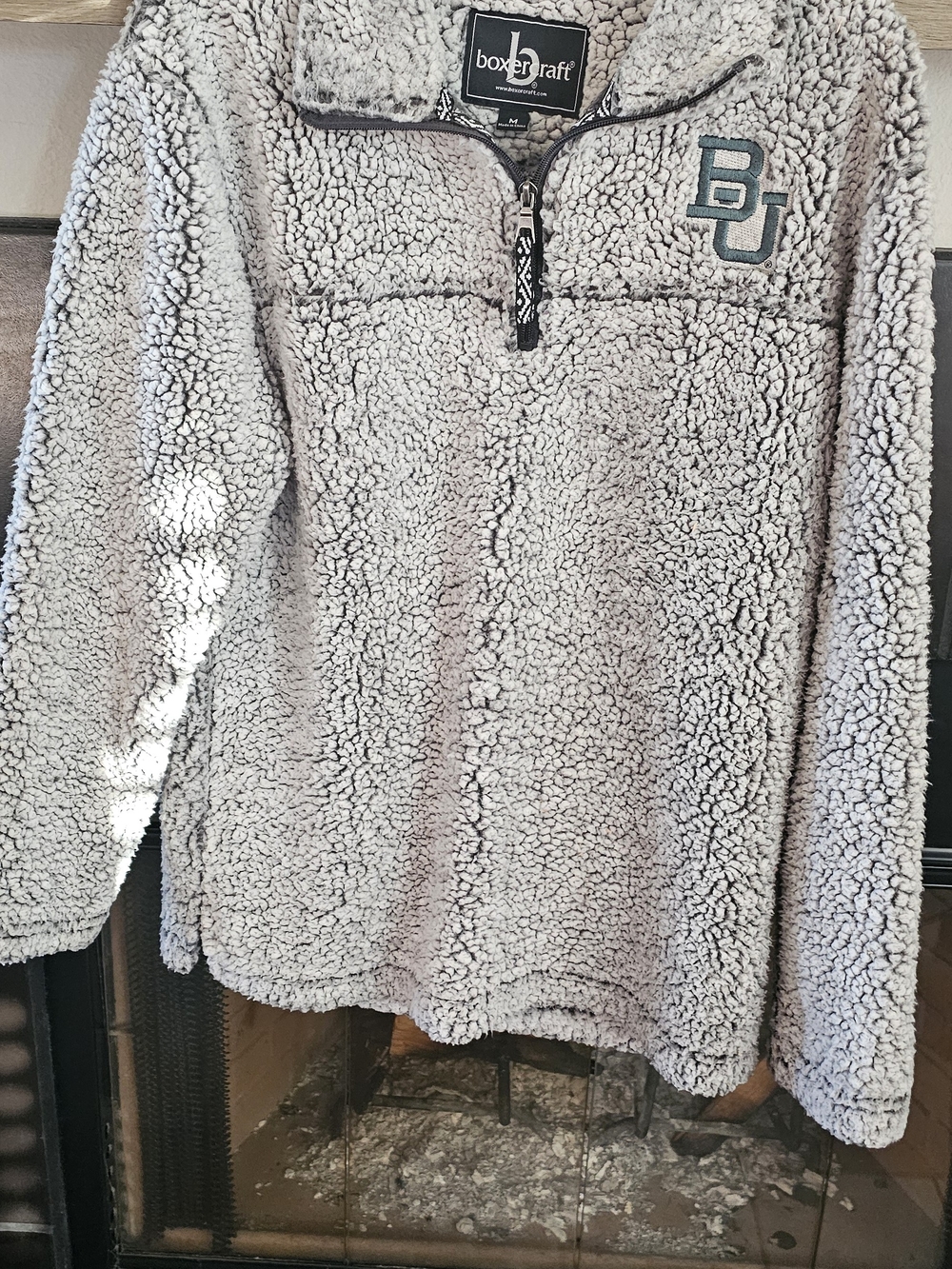 Boxercraft Baylor BU Sherpa Quarter-Zip Pullover - Light Gray
